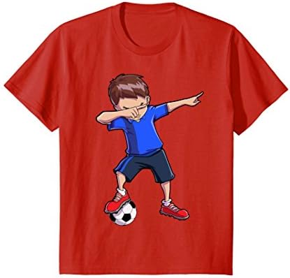 Kids Dabbing Soccer T shirt for Boys Kids Men Dab Funny Football 10 Red