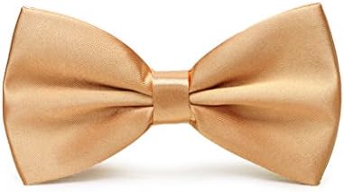 Mens Pre-Tied Satin Bowtie Adjustable Length Solid Color Fashion Patterned bow tie(Champagne)