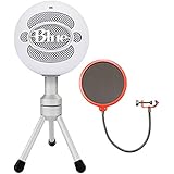 Blue Microphones Snowball iCE Versatile USB Microphone - White (SNOWBALL iCE) with Universal Pop Filter Microphone Wind Screen with Mic Stand Clip