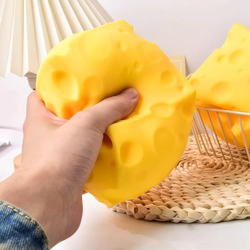 Last Page® 10cm Large Cheese Squishy Slow Rising, Soft Squishy Cheese Block Squeeze Fidget Toy, Mini Stress Relief Sensory for Adults, Cute Desk Toy Gift (1PCS)