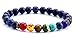 Hamoery Men Women 8mm Lava Rock Chakra Beads Bracelet Elastic Natural Stone Yoga Bracelet Bangle(Lapis Lazuli)