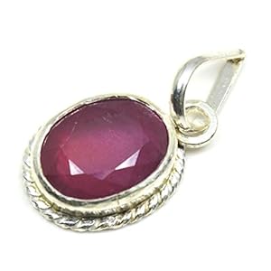 55Carat Natural Genuine Ruby Pendant 3 Carat Oval in 92.5 Sterling Silver
