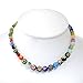 Chuvora Venetian Murano Glass Multi-Colored Millefiori Flower Ball Round Beads Necklace, 17-19 inches