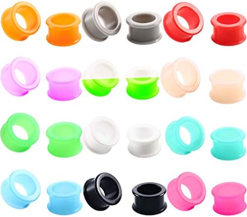 CABBE KALLO12Pairs Silicone Tunnels Ear Gauges Kit 6G-22mm Double Flared Saddle Expander for Women Men Body Piercing Jewelry Gauge