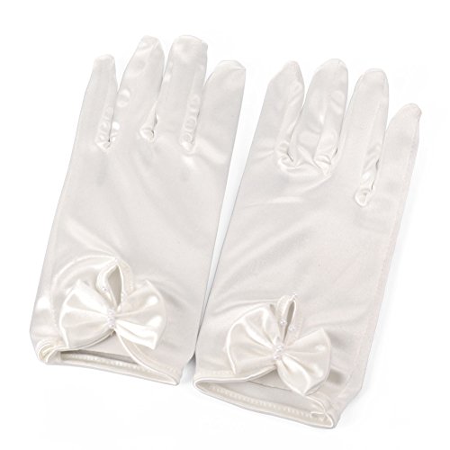 Lusiyu Girl Solid Child Size Wrist Length Formal Glove with Bow (Cream White 03) - Thumbnail 5