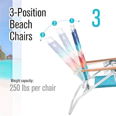 Hang Ten 3-Position Beach Chairs (2-Pack) Lightweight Beach Chair Portable Arm Chairs, Supports 250 LBS 41NIDt7NCOL