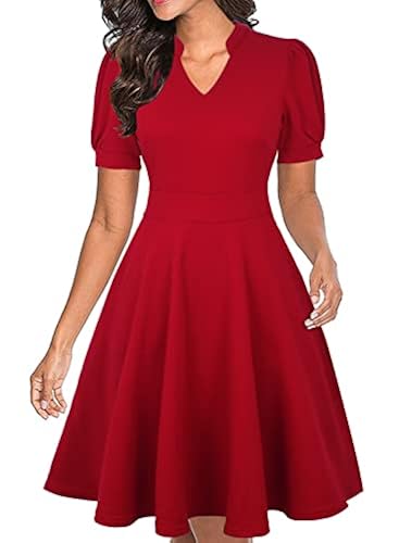 Church Vintage Easter Dresses Red Dresses For Women Summer V Neck