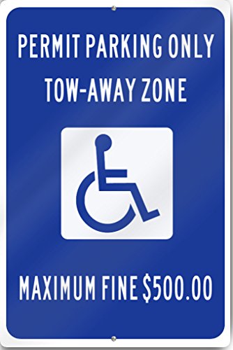 Georgia Permit Parking Only Handicap Sign 12" wide x 18" tall Heavy Gauge Aluminum - Thumbnail 4
