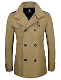 Tom's Ware Mens Stylish Fashion Classic Wool Double Breasted Pea Coat TWCC06-BEIGE-US S