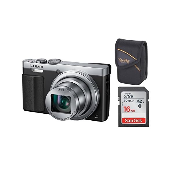 Panasonic Lumix DMC-TZ-71 EG-S Silber Digitalkamera Set + Tasche + 16 GB Speicherkarte (12,1 Megapixel, 30-Fach Opt…