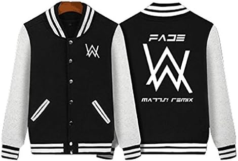 Huazhe Alan Walker Jacket Cosplay Costume Black Baseball Hooded Coat Sweater (M, Black)