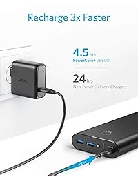 Anker PowerCore + 26800 PD con cargador de suministro de energía de 30 vatios, paquete de cargador portátil para MacBook Air   iPad Pro 2018, iPhone XS Max   X   8, Nexus 5X   6P, y computadoras portátiles USB tipo C con suministro de energía