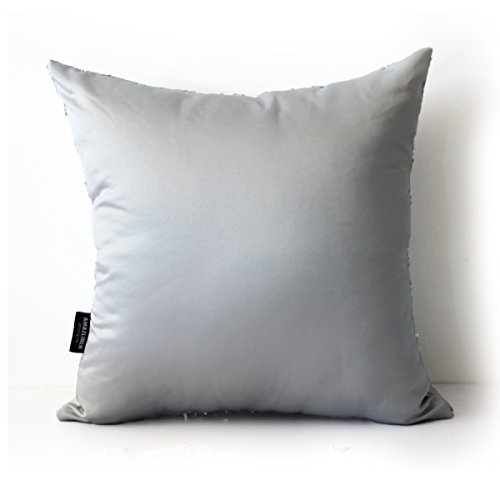 AMAZLINEN Sequin Pillow Cover- Decorative Cushion Covers- 18x18 Inches- Hidden Zipper- Back Side Mistique Satin Fabric- For Home, Party, Wedding & Formal Events- Comes Out In Multiple Colors (silver)