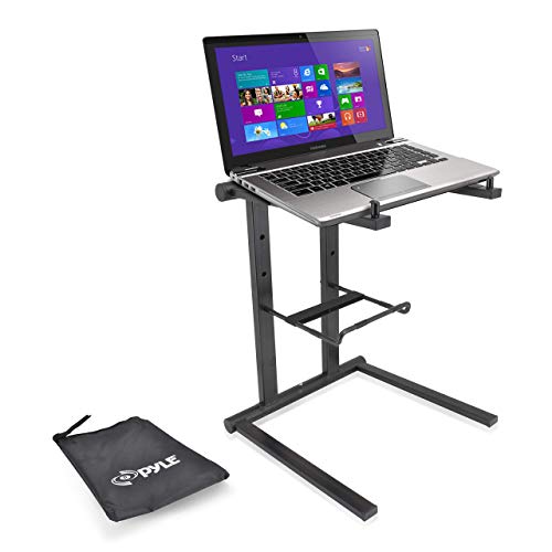 Pyle-Portable-Folding-Laptop-Stand-Standing-Table-with-Foldable-Height-and-Secondary-Accessory-Tray-for-iPad-Tablet-DJ-Mixer-Workstation-Gaming-and-Home-Use-with-Bag-PLPTS35