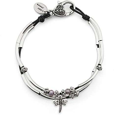 Lucy Anklet Bracelets for Women in Natural Black Leather Silver Plate Crescents