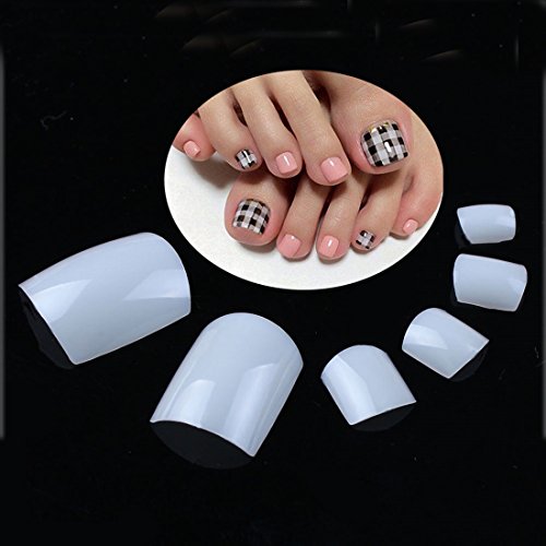 Glinla natural color false toenails full cover artifici…