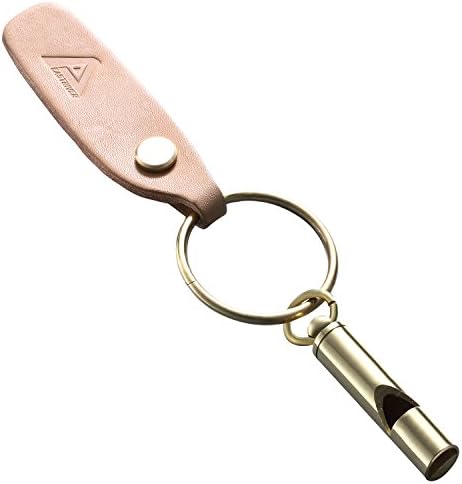 Leather And Brass Key Chain Ring, EASTRIVER Rustless Brass Key Ring Key Holder Organizer Hook And Nice Leather Handle With SOS Whistle Accessory, Elegant Design Nice Gift for Dad/Uncle/Grandpa