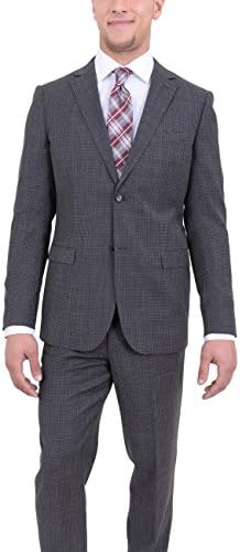 Zanetti Classic Fit Gray Gray Hopsack Weave Check Two Button Wool Suit