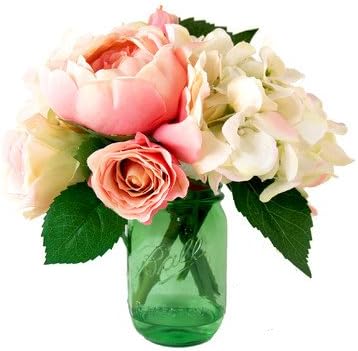 Spring Additions Mixed Garden Flowers in Acrylic Water Mason Jar