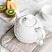 Jusalpha White fine china butterfly enbossed 3 piece teapot and creamer set (Teapot creamer set)