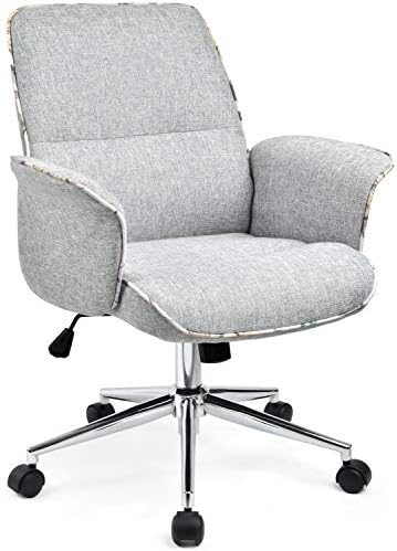COMHOMA Home Office Desk Chair Modern Fabric Upholstered Adjustable Mid-Back Ergonomic Executive Conference Chair Grey