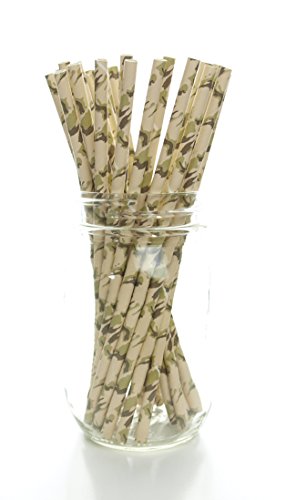 Camouflage-Strohhalme (25 Stück) – Jagd-Tarnmuster-Papier-Trinkhalme, Camouflage-Partyzubehör, Hirschjäger-Druck – Bild 3