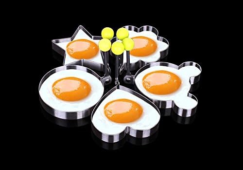 Victorsooner 5-Shape Stainless Steel Egg Cooker Fried Egg Mold Pancake Mold Kitchen Cooking Tool Pancake Rings