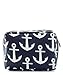 N.Gil Nautical Anchor Print Small Canvas Cosmetic Travel Bag