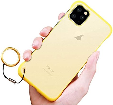 Keyihan iPhone 11 Pro Max Case with Non-Slip Rope Pull Finger Ring Ultra Slim Minimalist Frameless Design Translucent Matte Texture Protective Cover for iPhone 11 Pro Max (6.5 inch) (2019) (Yellow)