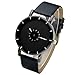 Top Plaza Unisex Fashion PU Leather Band Watch Arabic Numeral Analog Quartz Wrist Watch-All Black