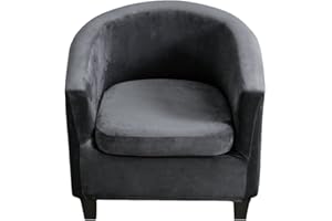 CRFATOP 2 Piece Velvet Club Chair Slipcover Stretch Barrel Chair Covers Thick Tub Chair Slipcovers Soft Armchair Sofa Cover Removable Furniture Protector Arm Chair Cover for Living Room,B02