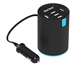 SHARKK® 5 Port USB High Speed Car Charger Cupholder Universal 5 Port High Capacity Smartport USB Outlet With Retractable Power Plug. Perfect Travel Plug