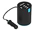 SHARKK 5 Port USB High Speed Car Charger Cupholder Universal 5 Port High Capacity Smartport USB Outlet With Retractable Power Plug. Perfect Travel Plug