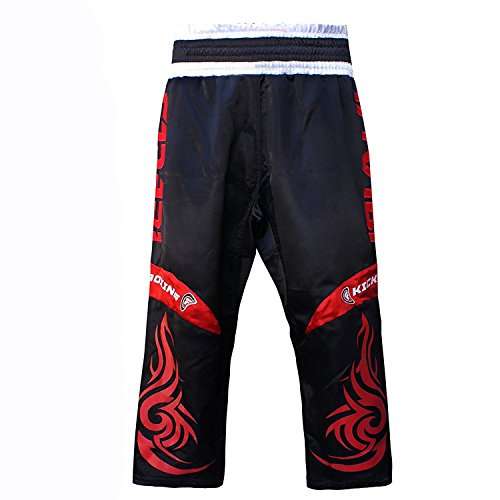 Farabi KickBoxing Trousers Pants Mix martial arts Full contact Blue Red Black Kids & Adult sizes (Black, Medium)