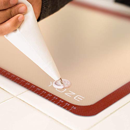 QUELLANCE Non-Slip Silicone Pastry Mat Set of 3 Half Sheet Mat, (11 5/8" x 16 1/2") Non Stick and BPA Free Silicone Baking Mat for Macaron/Pastry/Cookie/Bun/Bread Making