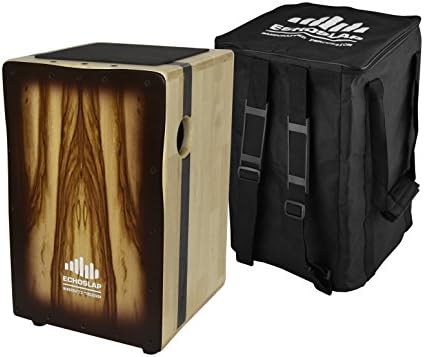 Echoslap Solid Siam Oak Bass Cajon - Sandalwood, Deep Bass Tones, 3 Snare Wires for Crisp Buzz + Free Gig Bag