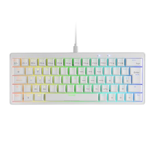 Mars Gaming MKMINIPRO, Franzoesisch, Mechanische Ultra-Kompakte 60 Prozent Tastatur, Hot-Swap-faehig Mechanische Switches, RGB Chroma, Gaming-Tastatur mit Antighosting, Leise Switches, Weiss