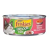 Purina Friskies Indoor Pate Wet Cat Food; Indoor Salmon Dinner With Garden Greens - 5.5 oz. Can, Pack of 24