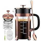 STARNUO French Press Coffee Maker,34 Ounce,1.0 Liter,18/10 Stainless Steel,Heat Resistant Borosilicate Glass,with 4 Level Filtration System