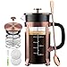 STARNUO French Press Coffee Maker,34 Ounce,1.0 Liter,18/10 Stainless Steel,Heat Resistant Borosilicate Glass,with 4 Level Filtration System