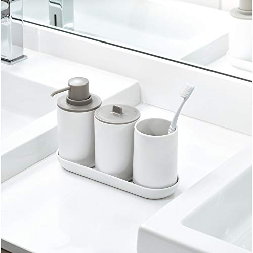 iDesign Cade Holder, Holds Normal Toothbrushes, Spin Brushes, and Toothpaste-White and Gray - Thumbnail 6