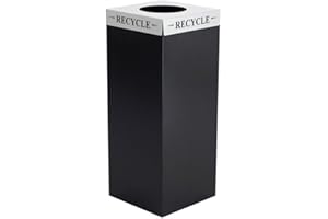 Safco 2990RE Square-Fecta Recycling Receptacle Lid, Recycle (for use with Public Square Base Sold Separately), Silver