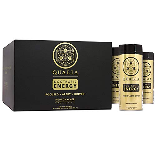 Qualia Nootropic Energy Shot by Neurohacker Collective | Clean Focus for Peak Mental Performance | NAD+ Booster with Ginseng Root, Alpha GPC, and Caffeine | 2oz Cognitive Enhancer Shot - 20pack