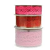 CJESLNA Cute Lace Flower Clear DIY Decorative Tape Masking Tape Sticky Paper Masking Adhesive Tape Scrapbooking &Phone DIY Decoration 3xRoll (Purple+White+Green)