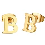 Shally Gold Plated Alphabet Letter Initial Stud Earrings