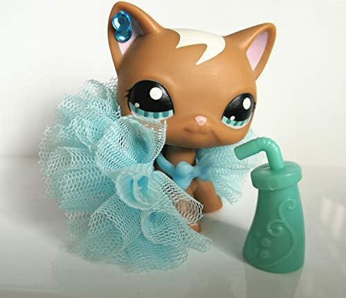 Lpsusa LPS Shorthair Cat 1170 Brown Blue Eyes Kitty Kitten Siamese with Accessories Lot Cartoon Animal Pet Collection Child Girl Boy Figure Toy Loose Xmas Gift US Stock (Brown)
