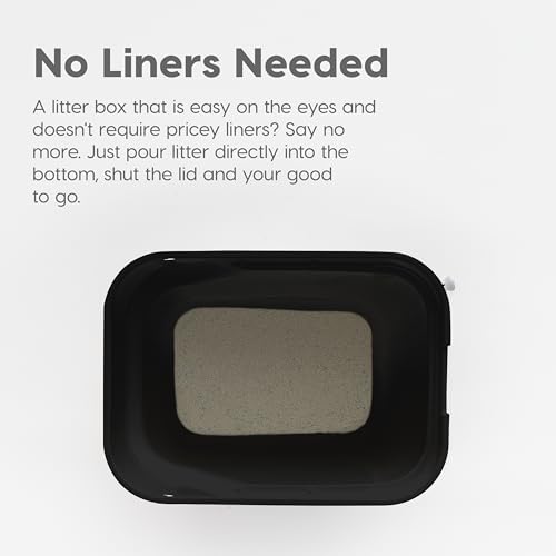 IRIS USA Arenero Rectangular para Gatos con Entrada Superior y Pala, Gran arenero para Gatos, arenero para Gatitos, Negro/Gris