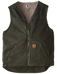 Chaleco Carhartt, para hombre, con forro de sherpa y tejido microarenado V26
