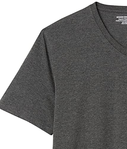 AMAZON ESSENTIALS 100% COTTON T SHIRTS FOR MEN, REGULAR-FIT SHORT-SLEEVE V-NECK, PACK OF 2, AVAILABLE IN BIG & TALL, CHARCOAL HEATHER, 6X-LARGE BIG TALL