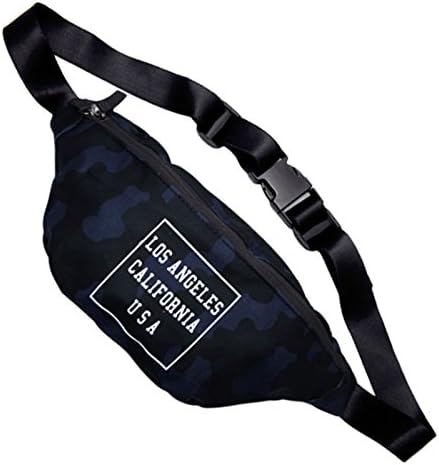 Korea Fashion Men's LA Camo Hip Sack Cross Shoulder Travel School Sport Riding Hiking Couple Bag (Navy-camo)